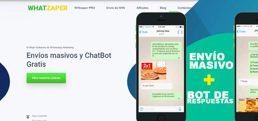 Portal web Whatzaper softwares para WhatsApp Business